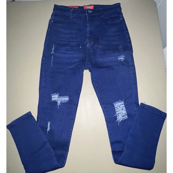 Frisduo Denim Blue Jeans Distressed Women’s Size 34 - Picture 2 of 12